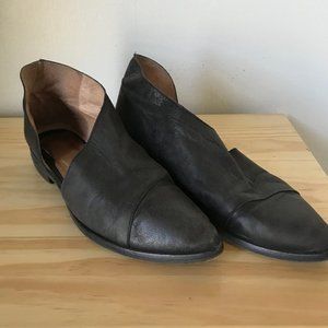 Free People Royale Flat Black Leather Bootie
